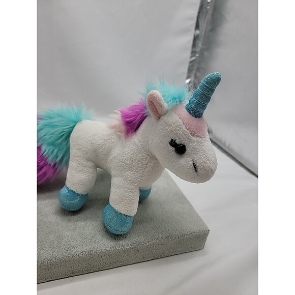 Hands On Ganz Plush Unicorns Fluffy Unicorn White with Multicolor Fluffy Tail 6" - Picture 2 of 16